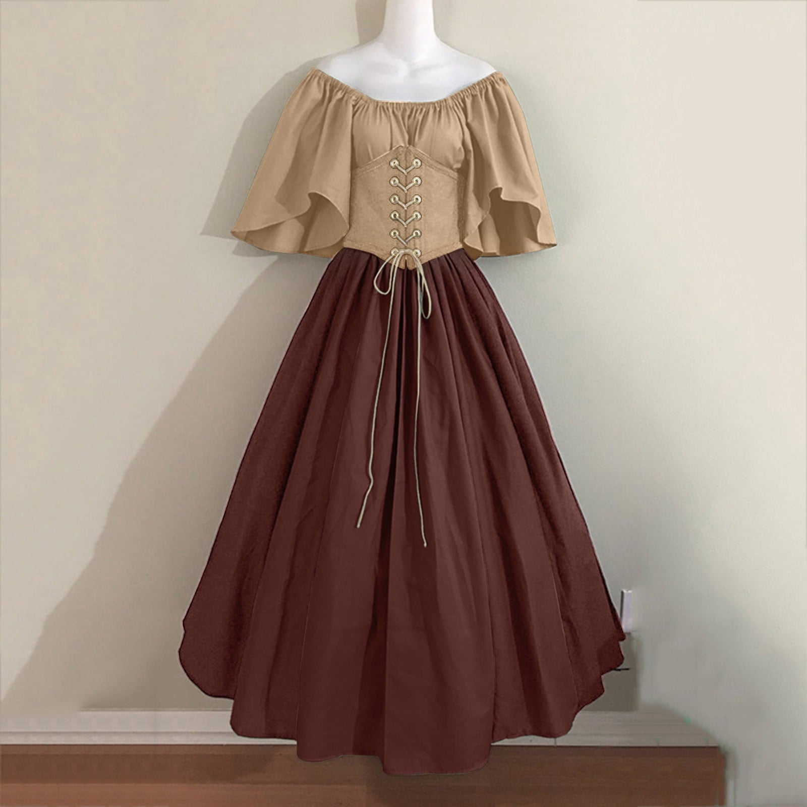 UPPADA Womens Renaissance Faire Dresses Medieval Irish Traditional plus Size Dresses Ruffle over Dress Corset Retro Cosplay Gown