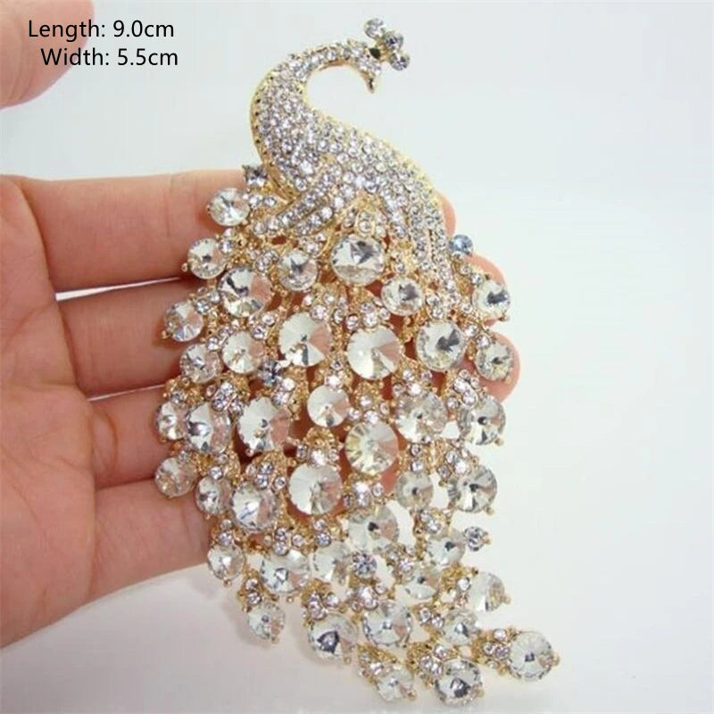 Rhinestones Peacock Brooches for Women\'S Luxury Clothing Accessories Elegant Banquet Wedding Jewelry Female Pin