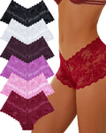 6 Pack Lace Underwear for Women Soft Briefs Embroidery Floral Panties S-XL