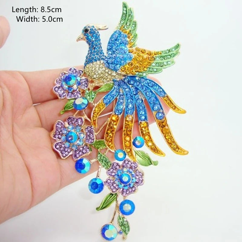 Rhinestones Peacock Brooches for Women\'S Luxury Clothing Accessories Elegant Banquet Wedding Jewelry Female Pin