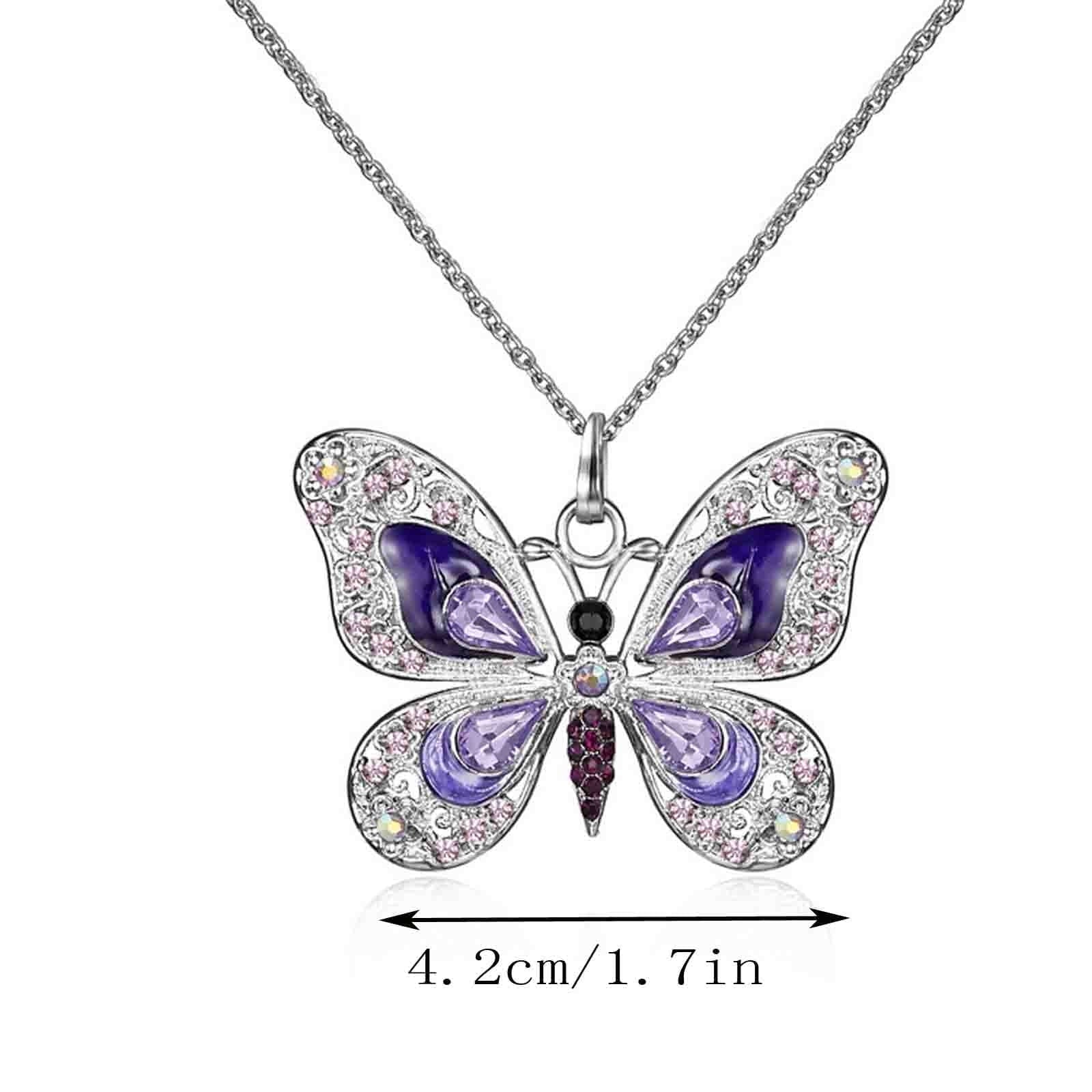 Vikakiooze Mothers Day Gifts, Butterfly Necklace, Opal Jewelry Pendant Necklaces for Women, Silver Necklaces Gift for Women,Gift for Birthday Valentine'S Day