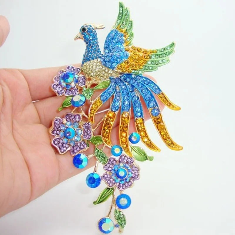 Rhinestones Peacock Brooches for Women\'S Luxury Clothing Accessories Elegant Banquet Wedding Jewelry Female Pin