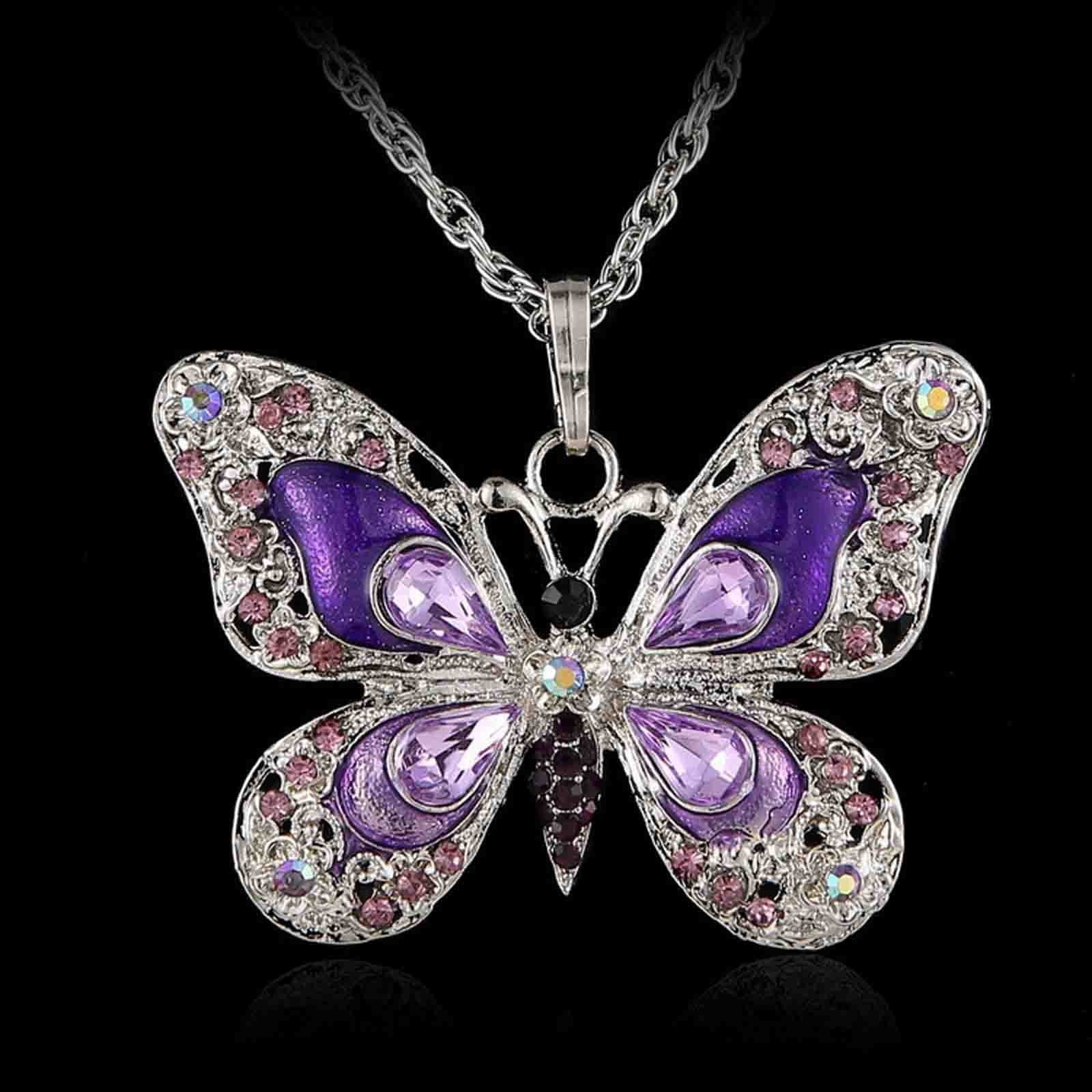 Vikakiooze Mothers Day Gifts, Butterfly Necklace, Opal Jewelry Pendant Necklaces for Women, Silver Necklaces Gift for Women,Gift for Birthday Valentine'S Day